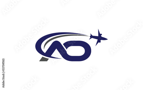Tour and travel agency logo vector download airline and aviation logo design vector extra bold letter AO
