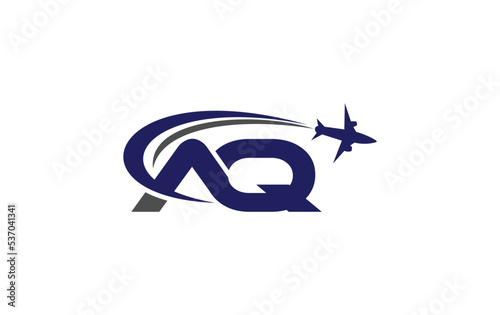 Tour and travel agency logo vector download airline and aviation logo design vector extra bold letter AQ