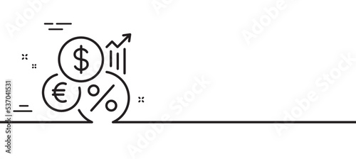 Inflation line icon. Money tax rate sign. Financial interest symbol. Minimal line illustration background. Inflation line icon pattern banner. White web template concept. Vector