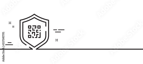 Qr code line icon. Scan barcode sign. Code protection symbol. Minimal line illustration background. Qr code line icon pattern banner. White web template concept. Vector