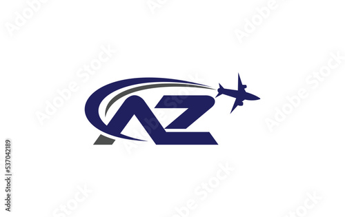 Tour and travel agency logo vector download airline and aviation logo design vector extra bold letter AZ