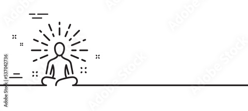 Yoga line icon. Meditation pose sign. Relax body and mind symbol. Minimal line illustration background. Yoga line icon pattern banner. White web template concept. Vector