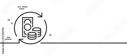 Change money line icon. Currency exchange sign. Transfer payment symbol. Minimal line illustration background. Change money line icon pattern banner. White web template concept. Vector