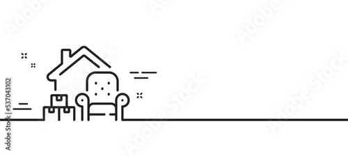Packing things line icon. Home moving sign. Delivery service symbol. Minimal line illustration background. Packing things line icon pattern banner. White web template concept. Vector