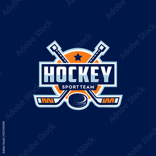 hockey sport vector graphic template. ice sport tournament in badge emblem style illustration.