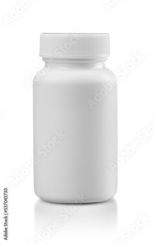 White medical container on white background