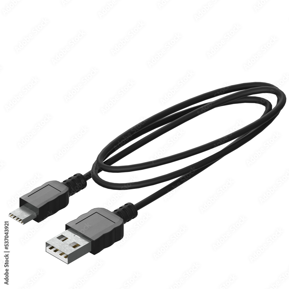 3d rendering illustration of a USB cable 3d rendering illustration of a USB cable
