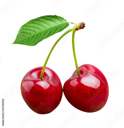 Papier peint Sour cherry berries isolated on white or transparent background