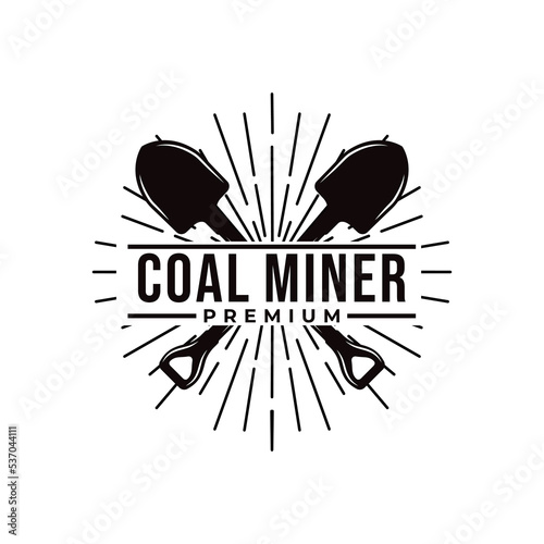 coal miner tool graphic template. mining symbol illustration.