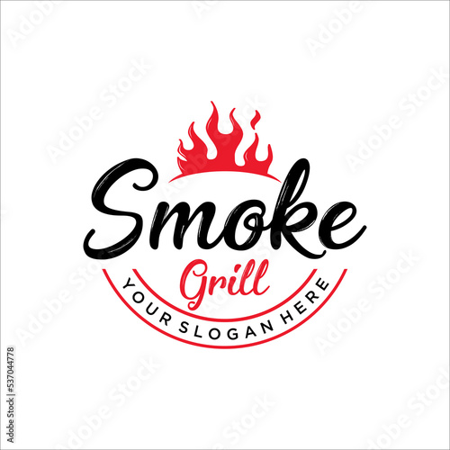 Vintage Retro Rustic BBQ Grill, Barbecue, Barbeque Label Stamp Logo design vector