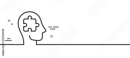 Mental conundrum line icon. Psychology therapy sign. Brain puzzle symbol. Minimal line illustration background. Mental conundrum line icon pattern banner. White web template concept. Vector