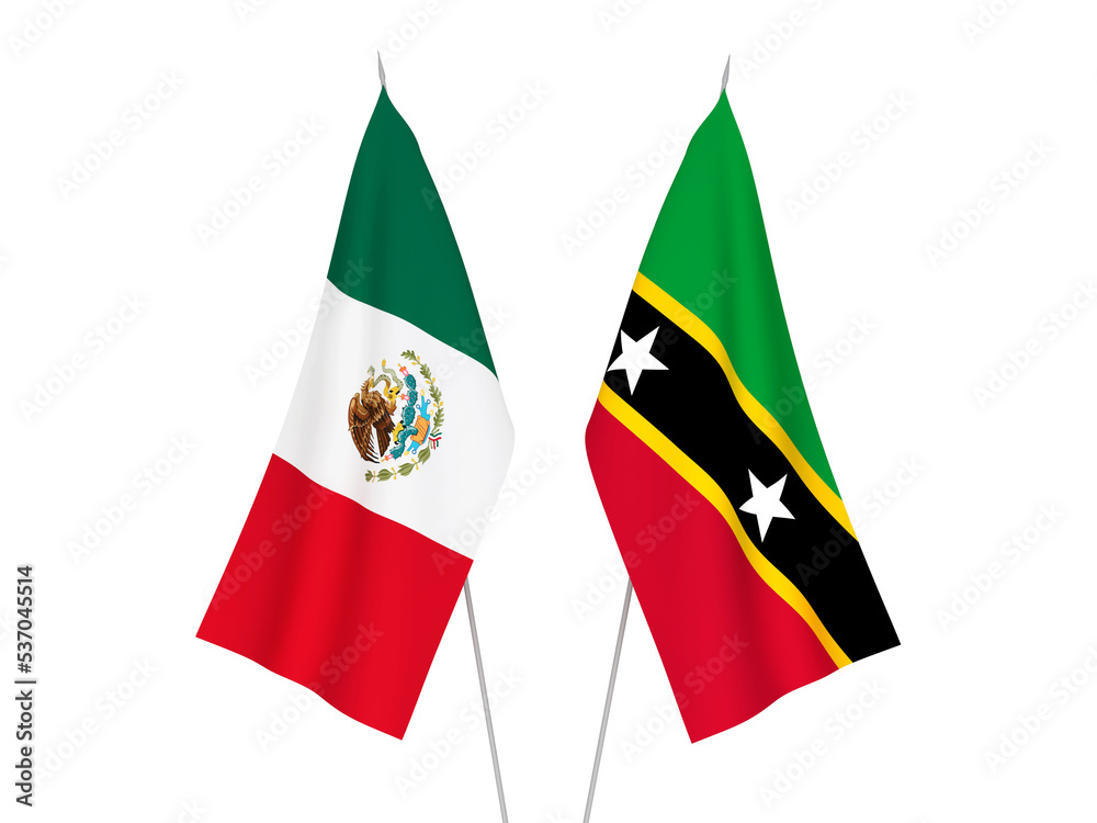 Federation of Saint Christopher and Nevis and Mexico flags Federation of Saint Christopher and Nevis and Mexico flags