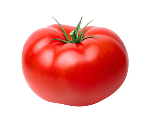 Tomato vegetable isolated on white or transparent background. One fresh tomato. 