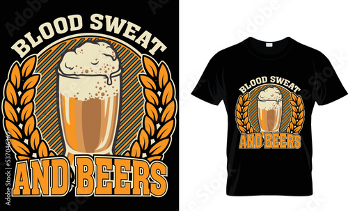 blood sweat and beers t-shirt design template.