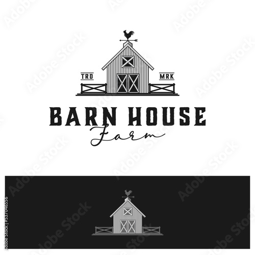 farmhouse vector template. wooden barn graphic illustrations.