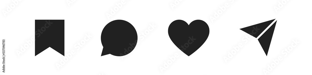 Share, save, like and comment icon set. Vector EPS 10 Share, save, like and comment icon set. Vector EPS 10