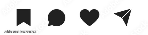 Share, save, like and comment icon set. Vector EPS 10