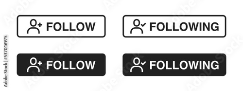 Follow and following button. Black and linear. Vector EPS 10