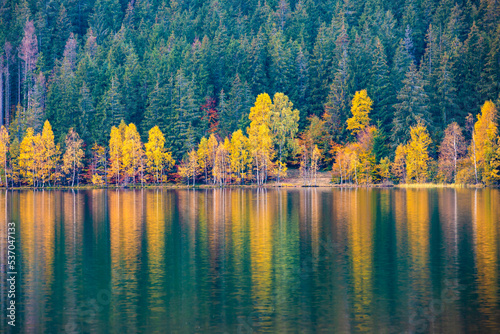 Fototapeta Naklejka Na Ścianę i Meble -  Landscape of Saint Ana lake - Romania in autumn