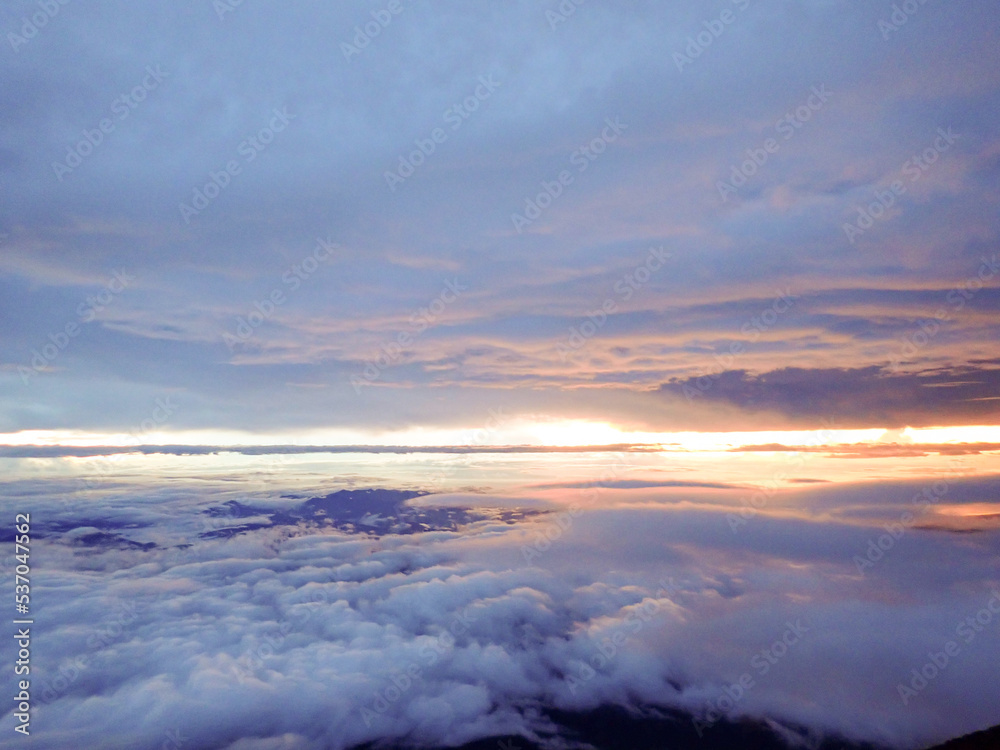 Landscape from top of mount Fuji in Japan
