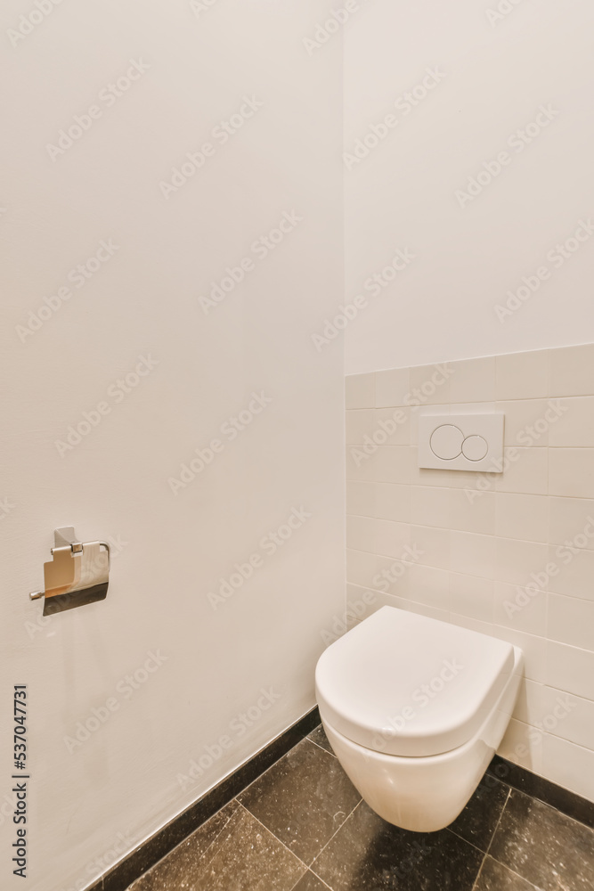 Interior of bathroom with toilet Interior of bathroom with toilet