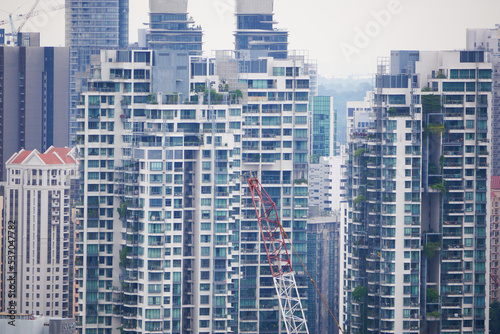 high angle view of singapore city buildings sunny day  © Towfiqu Barbhuiya 