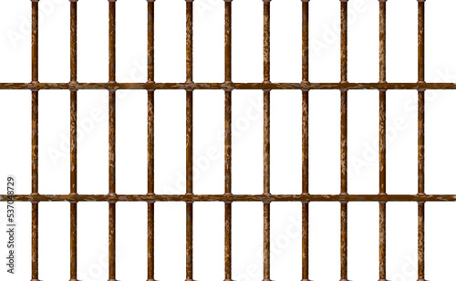 Canvastavla Realistic Jail bars rusty, prison iron interior