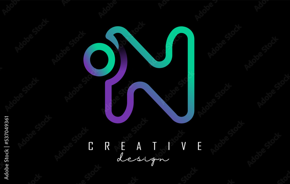 Outline letter N logo with dot and gradient design. Vector Illustration with geometric design. Outline letter N logo with dot and gradient design. Vector Illustration with geometric design.
