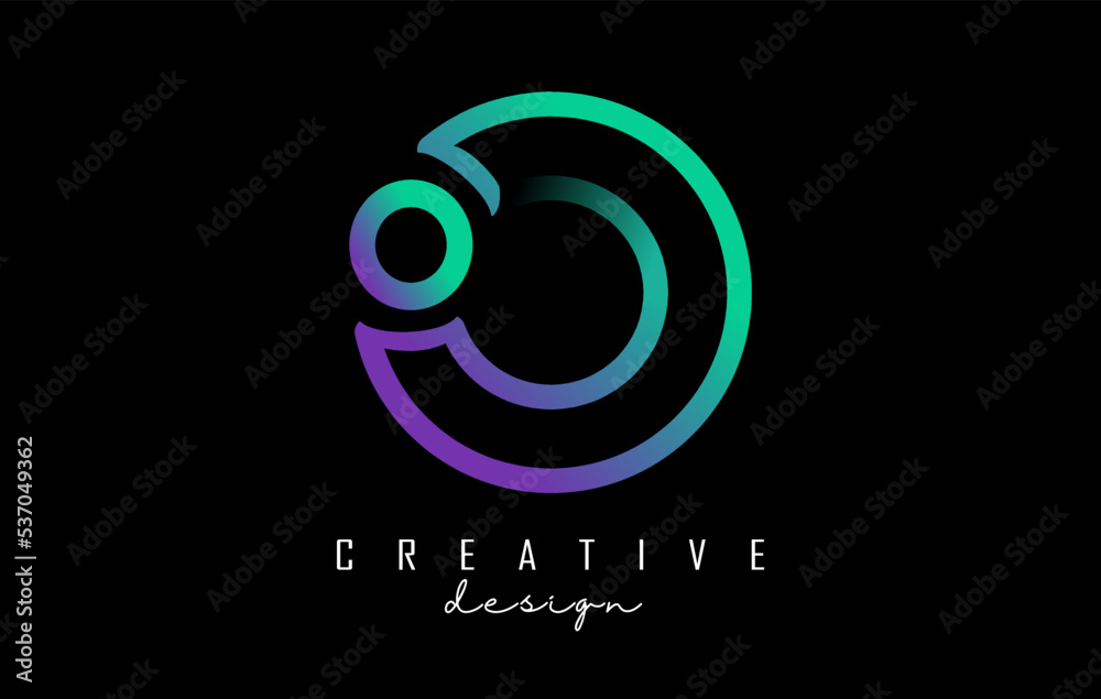 Outline letter O logo with dot and gradient design. Vector Illustration with geometric design. Outline letter O logo with dot and gradient design. Vector Illustration with geometric design.