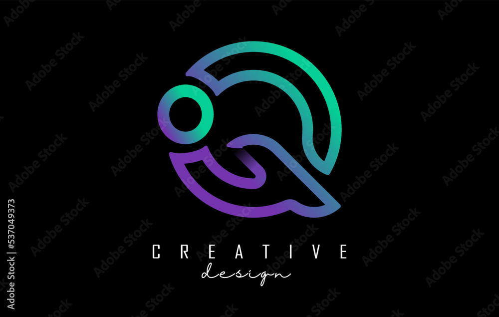 Outline letter Q logo with dot and gradient design. Vector Illustration with geometric design. Outline letter Q logo with dot and gradient design. Vector Illustration with geometric design.