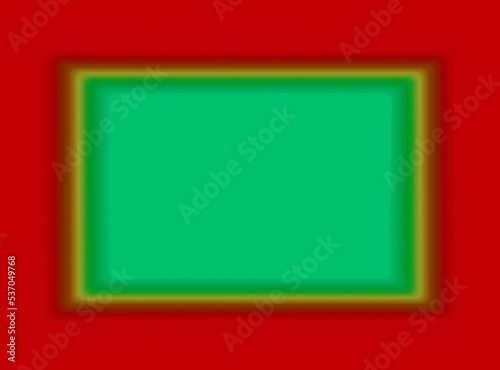 Illustration of 3D Frame of Red with Green Copy Space
