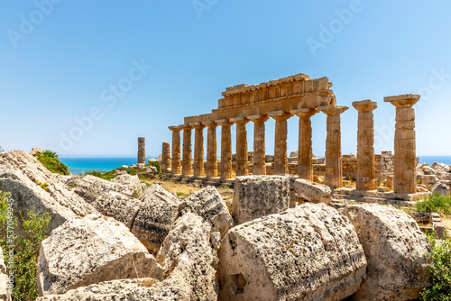 Castelvetrano, Sicily, Italy - July 11, 2020: Ruins in Selinunte, archaeological site and ancient Greek city in Sicily, Italy photo