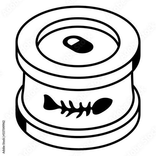A canned fish line isometric icon