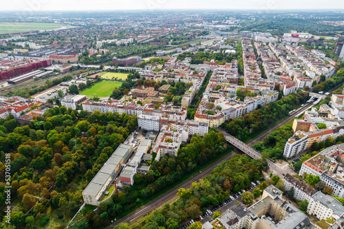 Aerial drone view of Berlin, Germany