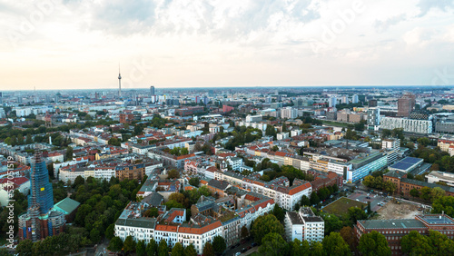 Aerial drone view of Kreuzberg  Berlin  Germany