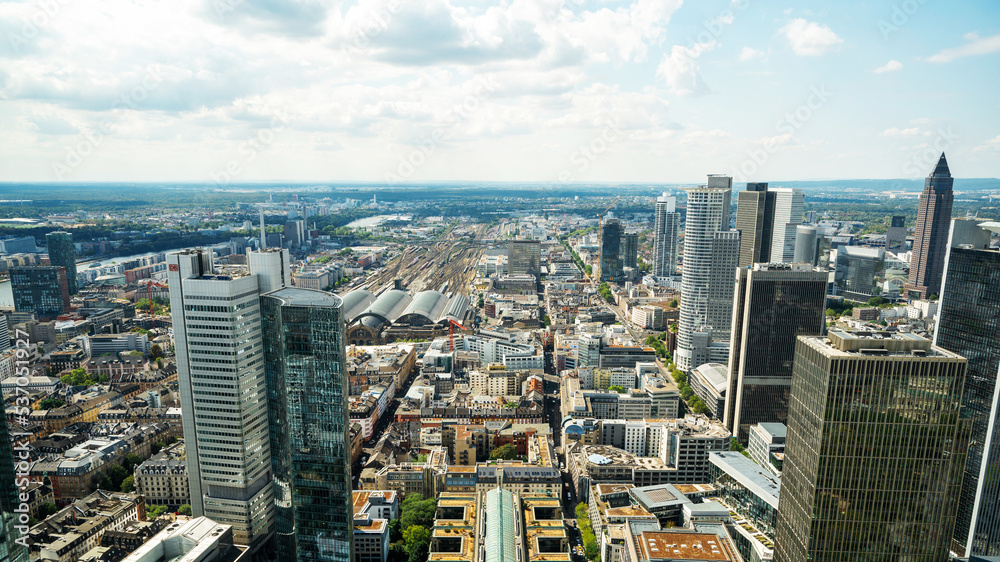 Panoramic view of Frankfurt from a skyscraper, Germany