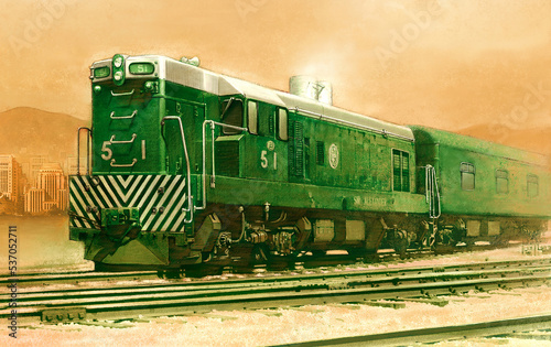 Vintage steam locomotive,  illustration, train, old