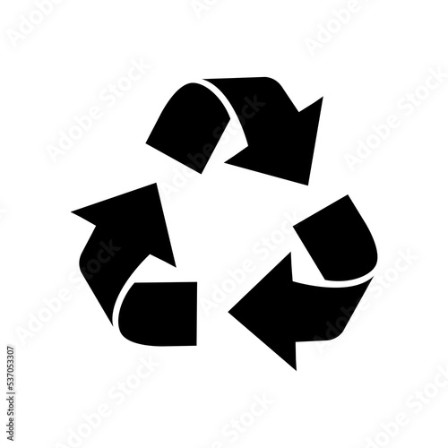 Recycling symbol silhouette icon, flat vector illustration for graphic design.