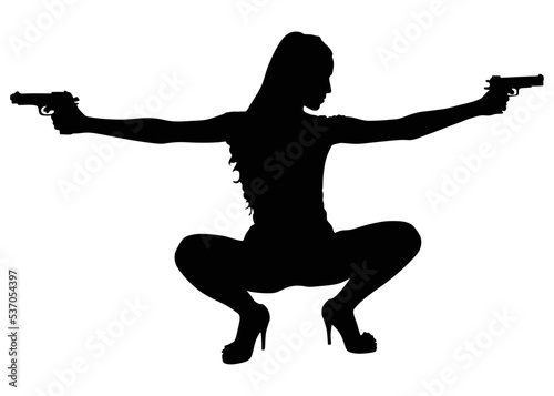 silhouette of a girl with a gun