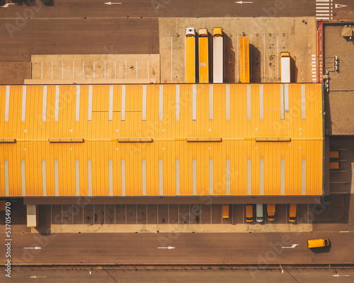 Aerial view of a postal center, Castellon de la Plana, Spain.