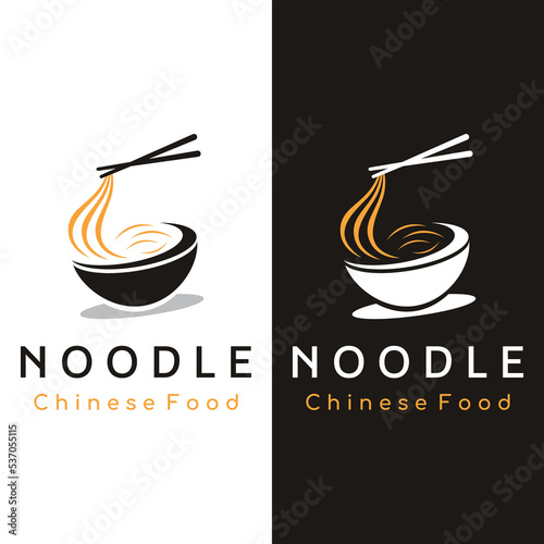 Logo design template for delicious chinese and japanese noodle soup and ramen dishes asian types of food. Logos for businesses, restaurants, cafes and shops.