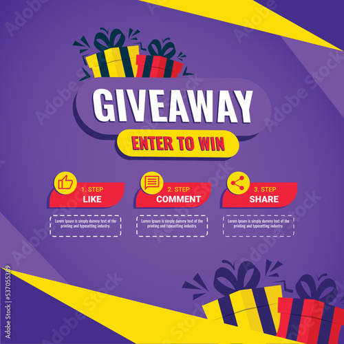 Giveaway quize contest for social media feed. template giveaway prize win competition follow the steps below