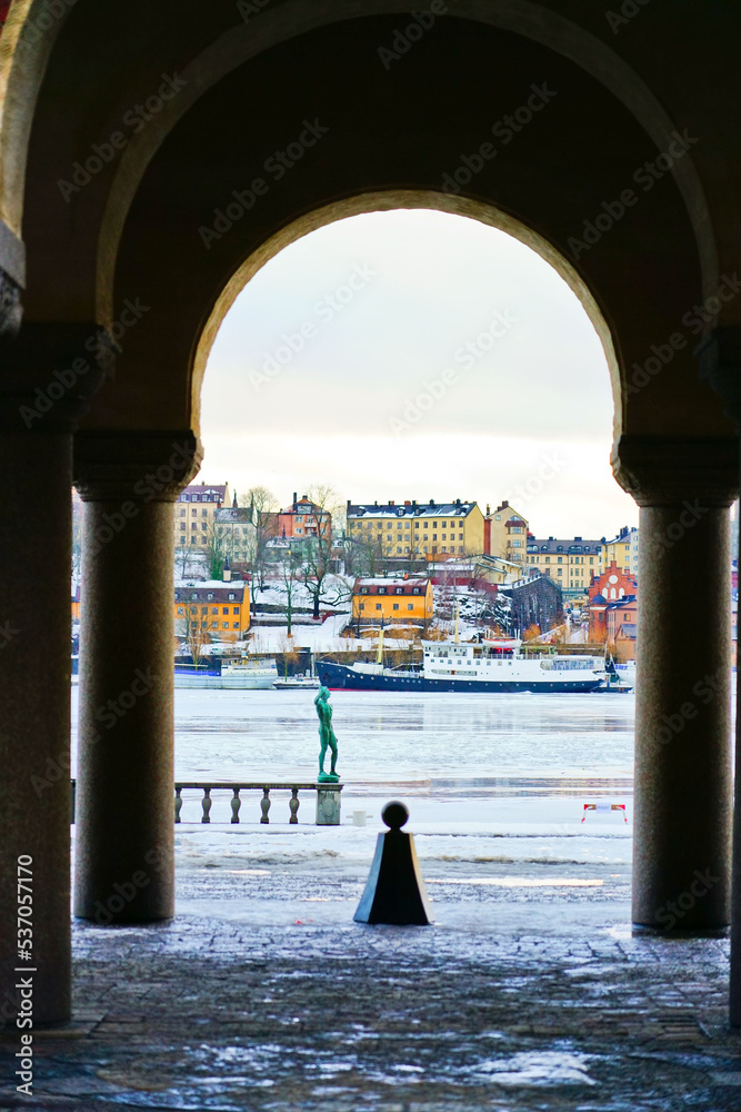 Φωτογραφία View of Stockholm, Sweden in the morning in winter.