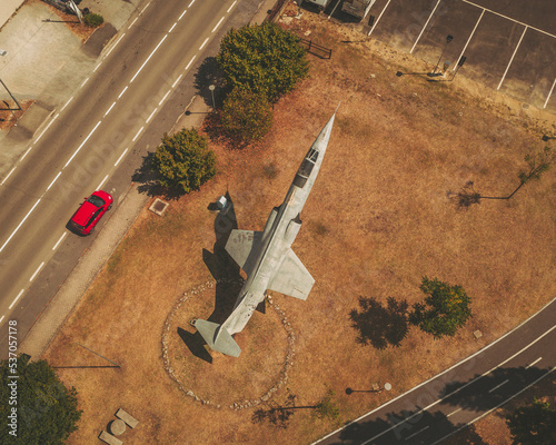 La Spezia, Italy - 25 August 2021: Aerial view of a F-104 Starfighter, Italy. photo