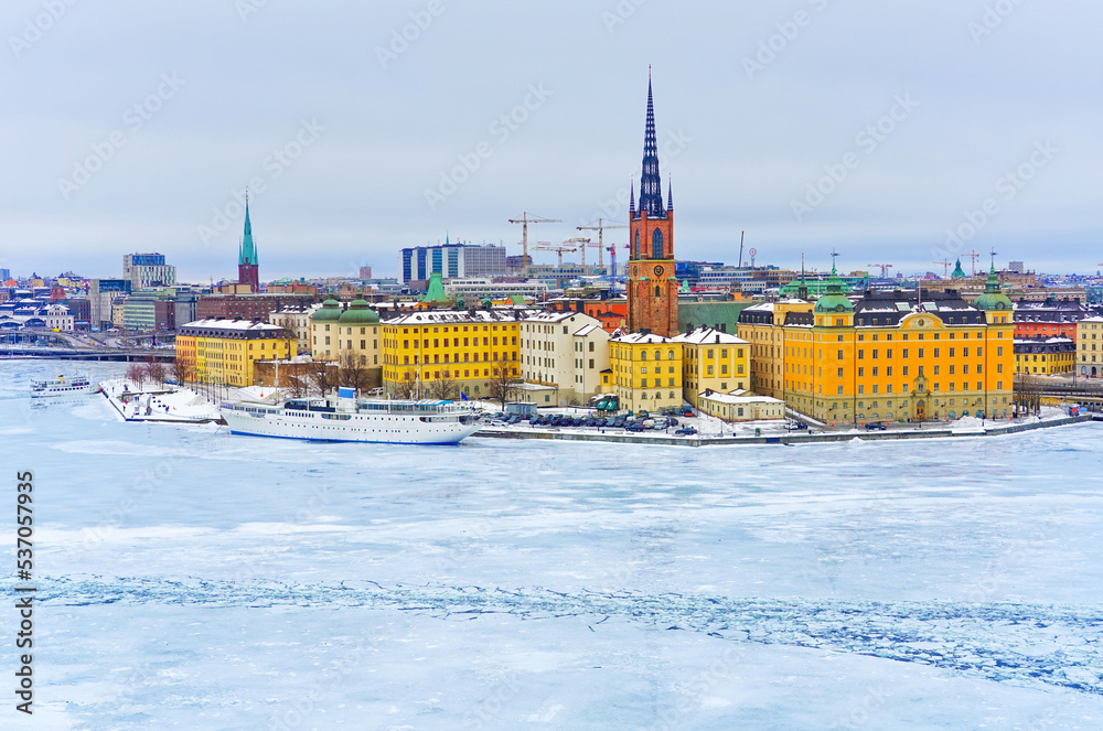 Φωτογραφία View of Stockholm, Sweden in the morning in winter.