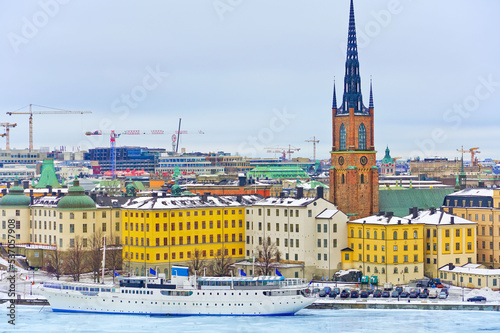 Photography View of Stockholm, Sweden in the morning in winter.