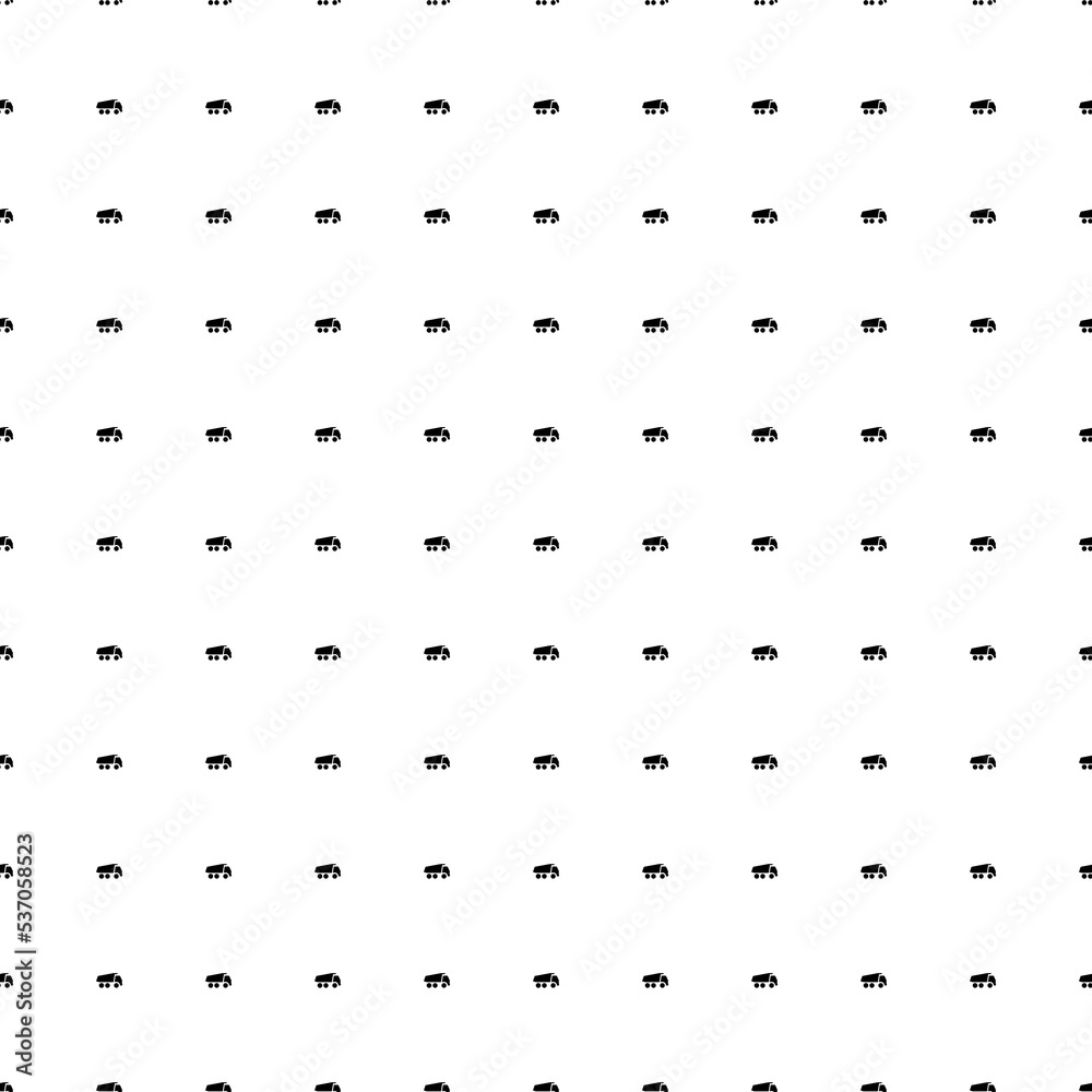 Square seamless background pattern from black truck symbols. The pattern is evenly filled. Vector illustration on white background