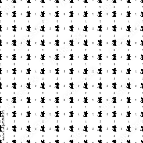 Square seamless background pattern from black mouse symbols are different sizes and opacity. The pattern is evenly filled. Vector illustration on white background