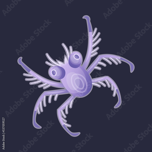 Purple Plankton Water Organism Free Floating on Dark Background Vector Illustration