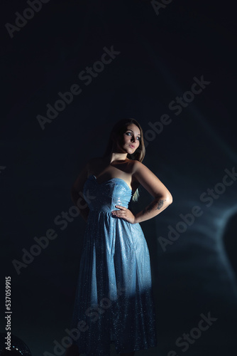 Photos of a beautiful girl in the studio under different lighting schemes. Suitable for covers and advertisements